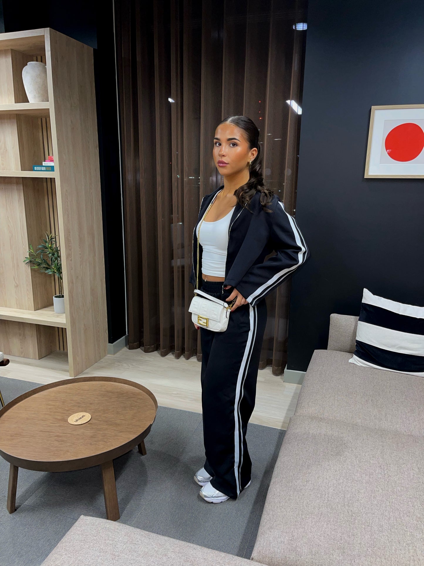DOLCE black two piece striped set