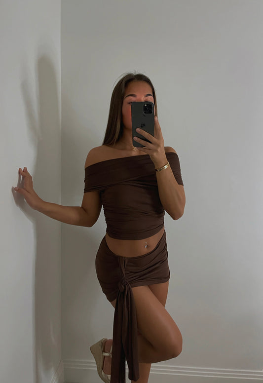 COCO two piece draped skirt set